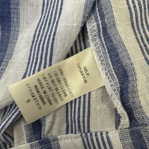 EVERLY Long Sleeve Blue Striped Wrap Top - Picture 6 of 8